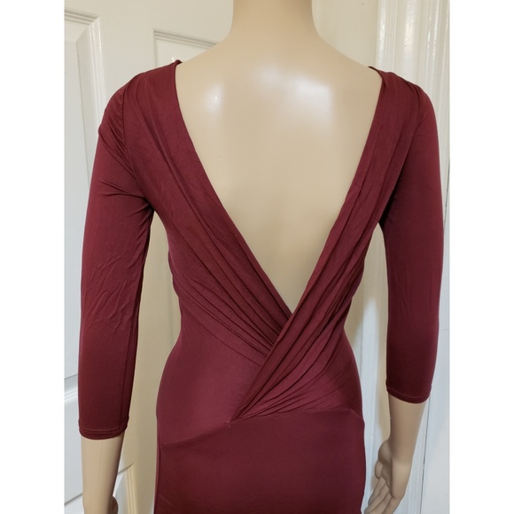 NWT|{WINE DRAPE BACK MIDI DRESS} - (S) - Picture 7 of 9